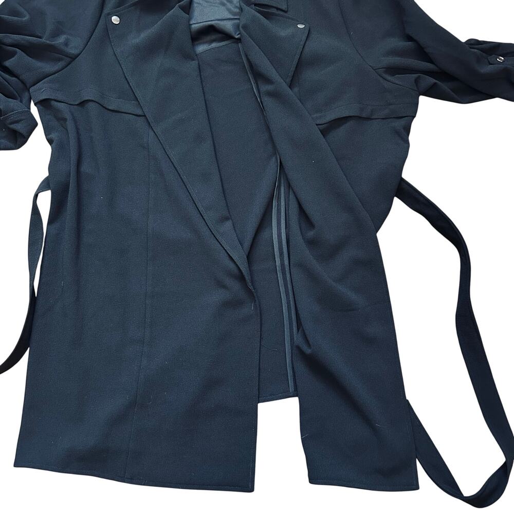 Torrid Black Trench Coat Jacket Draped Open Tie Front Roll Tab Sleeve 5 NWT - Picture 6 of 8